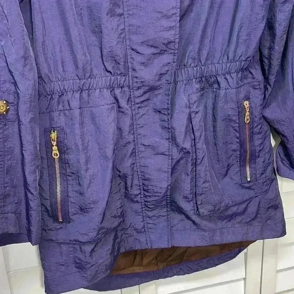 Seven7 Anorak Nylon Windbreaker Rain Hooded Jacket Coat Size Small Purple - Picture 3 of 10